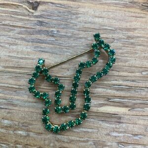 University of South Florida Bulls Vintage Green Rhinestone Gold Tone Brooch Pin